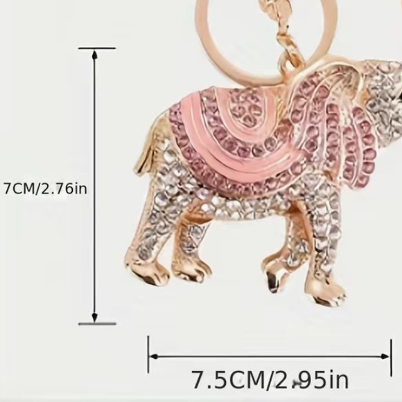 Rhinestone Elephant Keychain, Bag Charm, Accessory - Picture 3 of 5
